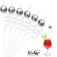 3/6/9ชิ้น ตกแต่งงานปาร์ตี้ดิสโก้, ของขวัญสำหรับงานปาร์ตี้, หลอดฟองน้ำลูกบอลกระจก และ que ล้างกากมิลล