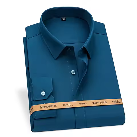 Plus 8XL 7XL 6XL 5XL Bamboo Fiber Shirts For Men Long Sleeve Spring Anti-Wrinkle Formal Soft Casual 