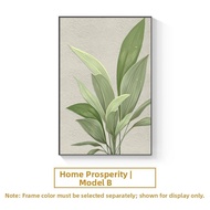 Wooden Style Green Plant Decoration Painting for Living Room Foyer Large