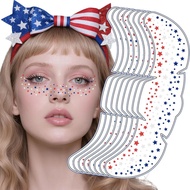 4th of July Outfits for Women - 8 Pack Red White and Blue Freckles Patriotic Face Tattoos for Fourth