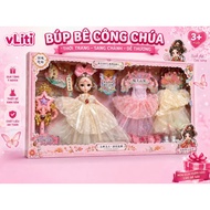 High-end Princess Doll for Girls with 3 Sets of Dresses, Shoes, Wands & Fashion Accessories – Toys f