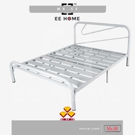 FREE SHIPPING MRSE 3V Powder Coat Metal Double Bed Frame  Katil Queen Besi Queen Bed Frame Queen Size White Putih