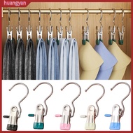 huangyan|  Rubber-coated Hanger Clip Compact Hanger Clip 5pcs Stainless Steel Clothes Drying Clip with Hook Space-saving Rubber-coated Metal Clip Hook for Southeast Asian Buyers