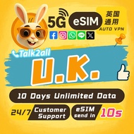 UK esim card 5-18GB High-speed unlimited data QR Code via Email United Kirgdom Ireland etc
