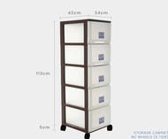 Toyogo 5-Tier Storage Drawer with Wheels Clothes Storage