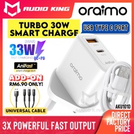 ORAIMO Super Fast 33W Charging GAN Phone Charger Adapter Type C USB Portable Charger Android AKU101D
