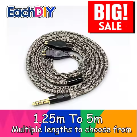 16 Core Grey Earphone Cable For Sennheiser HD580 HD600 HD650 HDxxx HD660S HD58x HD6xx Headphone LN00