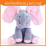 Singing Peek-a-boo Elephant Baby Plush Toy Stuffed Pink Animated Kids Doll
