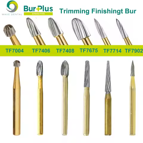 PRIMA WAVE Dental Tungsten Carbide Burs Trimming Finishing Bur 12 Bladed Gold Plated TF Dental Drill