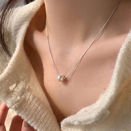 earika.earrings - white pearl dot necklace สร้อยคอเงินแท้จี้ไข่มุกเม็ดเดี่ยว S92.5 ปรับขนาดได้