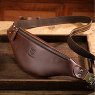 Crazy Horse Leather Men's Belt Bag Trendy Genuine Leather Men's Bag Waist Bag Chest Bag Original Lea