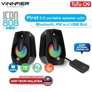 VINNFIER Icon 808BTR USB Powered Speaker with 7 Mode LED Lights Bluetooth FM Radio USB Card Slot Aux