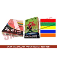 A4 Dark Mix Colour Paper 80gsm - 450sheet (Green / Yellow /Blue / Red / Orange)