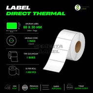 DT 80x30- 1" @1,000 - 1Line CORE 1 INCH 80X30MM 80 X 30 MM 8x3 CM BARCODE LABEL THERMAL STICKER DT 1
