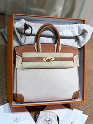 全新🫶🏾Hermes birkin25 bk25 金棕金扣帆布拼皮 k刻