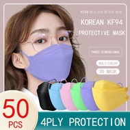 【มีสินค้า】PINSV 50 ชิ้น KF94 ดั้งเดิมของเกาหลี ชั้น 4 สี หน้ากากผู้ใหญ่ กันน้ำ ป้องกันฝุ่น ระบายอากาศหน้ากาก ไม่แต่งหน้า หยุดหยด