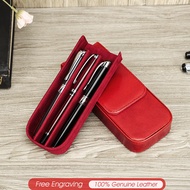 Handmade Genuine Leather Pen Case Multicolor 3 Slots Luxury Brand Pen Box Removable Pen Tray Protect