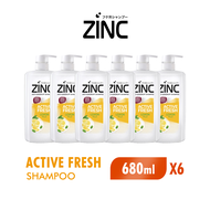 [Paket isi 6] ZINC Shampoo Active Fresh Botol 680ml