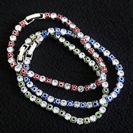 1 ชิ้น สร้อยข้อมือ Chain Tennis ประดับ Zirconia & ลูกปัด ดีไซน์ "Devil's Eye" อเนกประสงค์ของขวัญมงคล