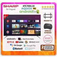 【BRACKET + KEYBOARD】Sharp Aquos 70 Inch 4K UHD Android TV 4TC70DL1X Netflix Google Play Voice Assist