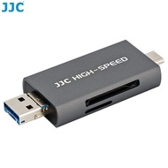 JJC UHS-II SD Micro SD Card Reader, 3-in-1 USB-A 3.1 USB-C 3.1 Micro USB 2.0 Connection Port, High T