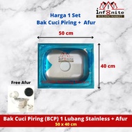 Bak Cuci Piring Stainless 1 Lubang + Afur 50 x 40 cm Kitchen Sink BCP