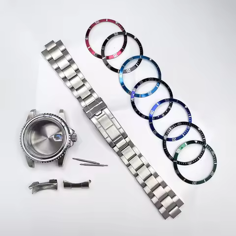 Solid 316L Steel 39.5mm NH35 Watch Case Kit Round Sapphire Glass Aluminium Insert Bezel 28.5-29mm Fa