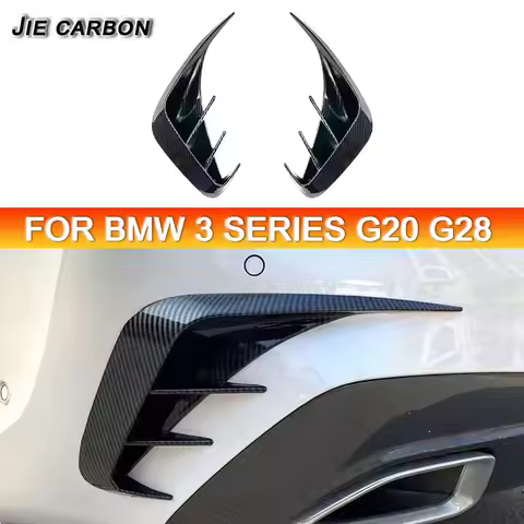 Carbon Fiber Rear Bumper Lip Spoiler Side Exhaust Outlet Cover Trim Auto Parts For BMW 3 Series G20 