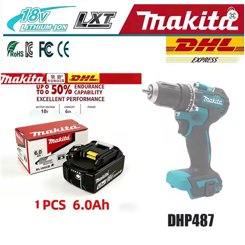 Battery Makita DHP487 18V LXT Brushless Cordless Impact Drill Motor Compact Hammer Driver Rechargeab