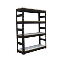 [特價]【空間特工】消光黑免螺絲角鋼書櫃-四層90x30x120cm