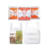 ถุงหิ้ว ถุงหูหิ้ว บาง เหนียว ตราปู 9x18  และ 18x36 นิ้ว (แพคละ 500กรัม) มีขนาดใบใหญ่ๆ