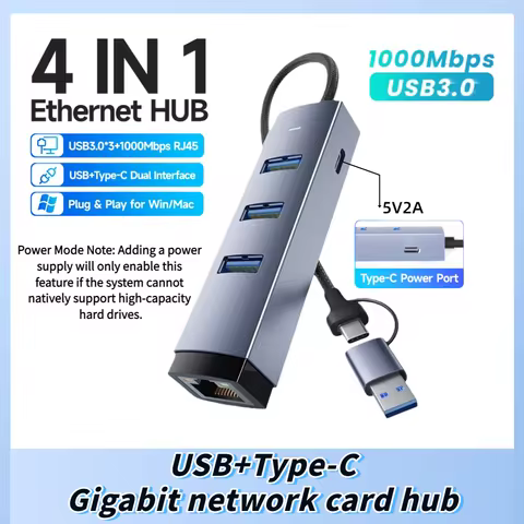 USB 3.0 HUB 1000Mbps USB Ethernet Adapter Type C Network Card USB to Rj45 Gigabit Ethernet Adapter f