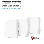 Aqara Smart Wall Switch D1 Zigbee Zero Fire Line version 1 / 2 / 3 Gang (Neutral Wire Needed)