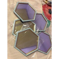 cermin hiasan hexagon/ hexagon mirror random border