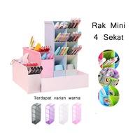 Rak Mini 4 Sekat - Rak Laci Plastik 4 Slot Pulpen Spidol - Desktop Drawer - Rak Mini Serbaguna - Rak Minimalis - Rak Laci Plastik Kecil