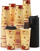 Tamone 100 PACK 20OZ Disposable Cups with Lids, Disposable Coffee Cups with Lids Leak Proof, To Go C
