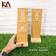 ACP Table Number with Exclusive Wood Motif 25x8 cm – Premium Wooden Style Table Sign Elegant