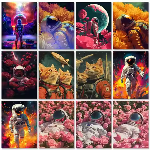 GATYZTORY 60x75cm Paint By Numbers Astronaut Pictures By Numbers Wall Art Adults Crafts Home Decors 