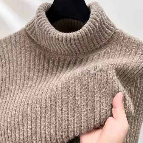 Men's Thickened Turtleneck Long Sleeve Pullover, Slim Fit Turtleneck Business Casual Fashion Sweater
