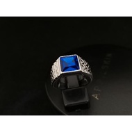 Stainless steel 8 ×8mm dark blue colour stone men's ring! cincin batu lelaki