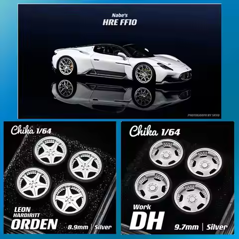 1/64 Car Modified Wheel Hub Chika LHR-M/FF10/DH/Orden/RS Resin Wheels 8.9/9.7/10.5mm Rubber Tires Su