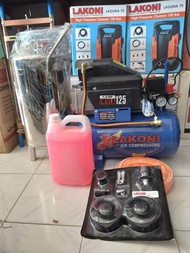 Paket  steam  salju cuci motor mobil Kompresor LAKONI IMOLA125+Tabung salju 20liter+ Shampoo+Selang