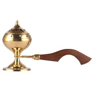 Brass Sambrani Stand & Loban Dhoop Burner with Wooden Holder