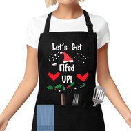 Apron Krismas Lucu untuk Wanita dan Lelaki dengan 3 Poket, Apron Baking Krismas yang Boleh Disesuaik