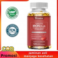 AvitaGlow Iron Plus + Vitamin C Folate B6 B12  Tambah Darah & Tenaga-120 Kapsul