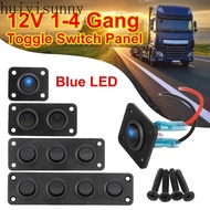 HYS 12V 1-4 Gang Toggle Switch Panel USB Car Boat Marine RV Truck Blue LED Styling Accessories Marine Rocker Switch