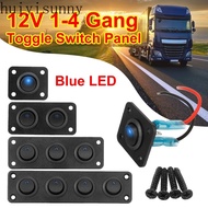 HYS 12V 1-4 Gang Toggle Switch Panel USB Car Boat Marine RV Truck Blue LED Styling Accessories Marin