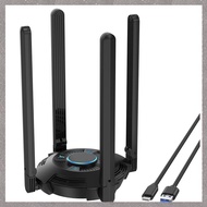 AX5400 Tri-Band 2.4/5/6GHz WiFi Adapter USB for PC Wireless Network Card with 4 High Gain 5dBi Anten