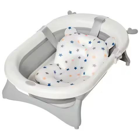 Foldable Baby bathtub with White Temperature Display, PP/TPE, 81.5x50.5x23.5 cm, 0-3 Years
