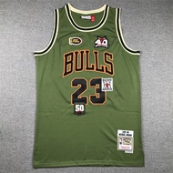 Men's Chicago Bulls Michael Jersey Basketball Army Green Jersey